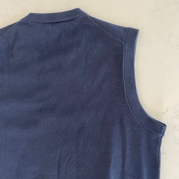 Chaps Sporty Preppy V Neck Knit 100% Cotton Sweater Vest Newport Blue Sz S NWT - Picture 14 of 15